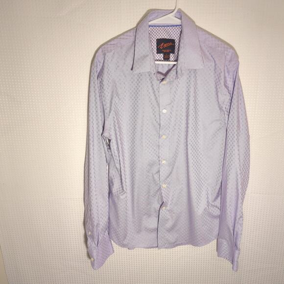 Egara L Slim Fit Stretch Non Iron Dress Shirt Purple Geometric Cotton Mens - Picture 1 of 5